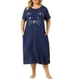 thumbnail image 6 of Unique Bargains Women's Plus Nightgown Short Sleeve Cat Print Nightshirt, 6 of 8