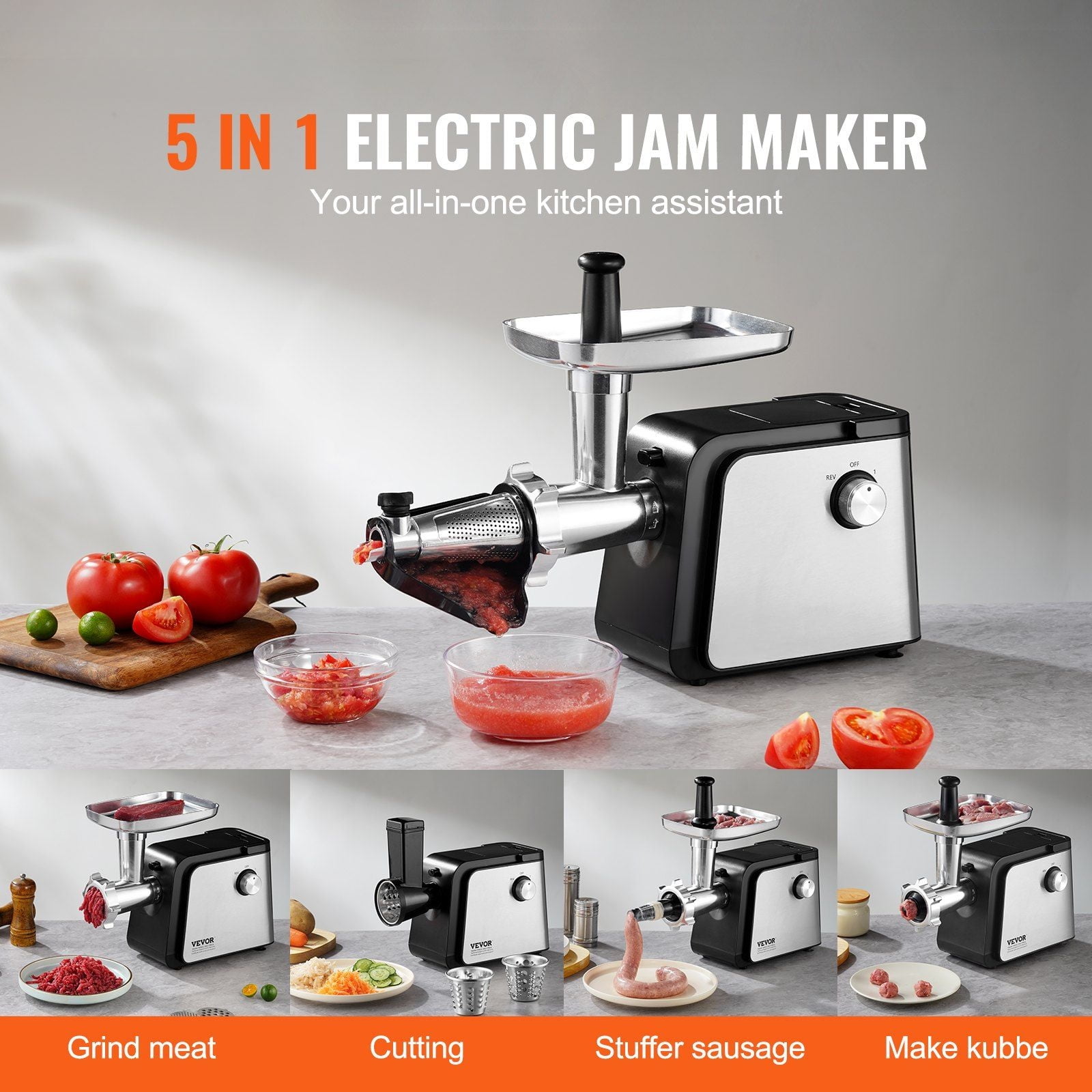 500W Electric Tomato Strainer & Sauce Maker - 4.9 LBS/Min High Efficiency, Commercial Grade for Home Use, Stainless Steel Food Mill with Pure Copper Motor - Perfect for Canning, Juicing, Pureeing