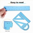 thumbnail image 6 of 6 Pcs Blue Clear Plastic Ruler Set,2 Straight Rulers 2 Protractors 180 Degree 2 Triangle Rulers 45 | 60 Degree,Geometry Math Ruler Measuring Tool,Inches & Metric,By Scheam, 6 of 7