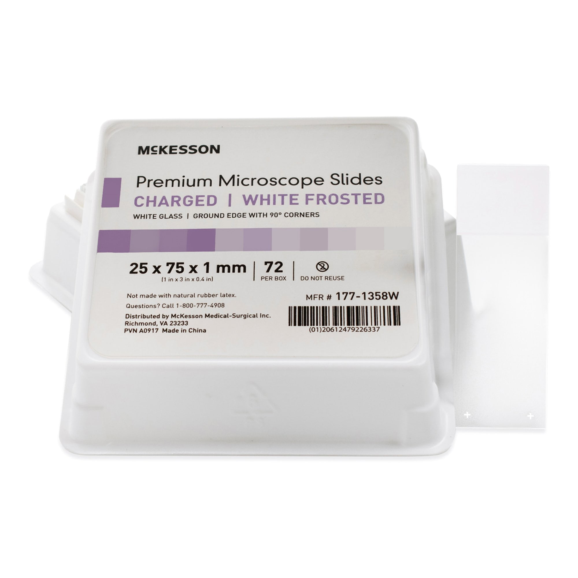 McKesson Premium Microscope Slides, Charged, Frosted Glass 25 mm x 1