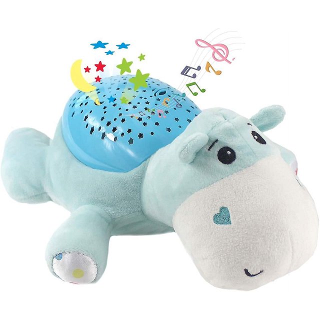 Chupete para dormir para bebés, canciones de cuna para bebés, máquina de sonido con proyección de luz estelar y ruido blanco (hipopótamo de peluche)