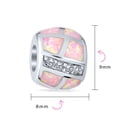 thumbnail image 3 of Bling Jewelry Womens Sterling Silver  CZ Pink Created Opal Barrel Charm Bead for October Birthstone for Bracelet, 3 of 3