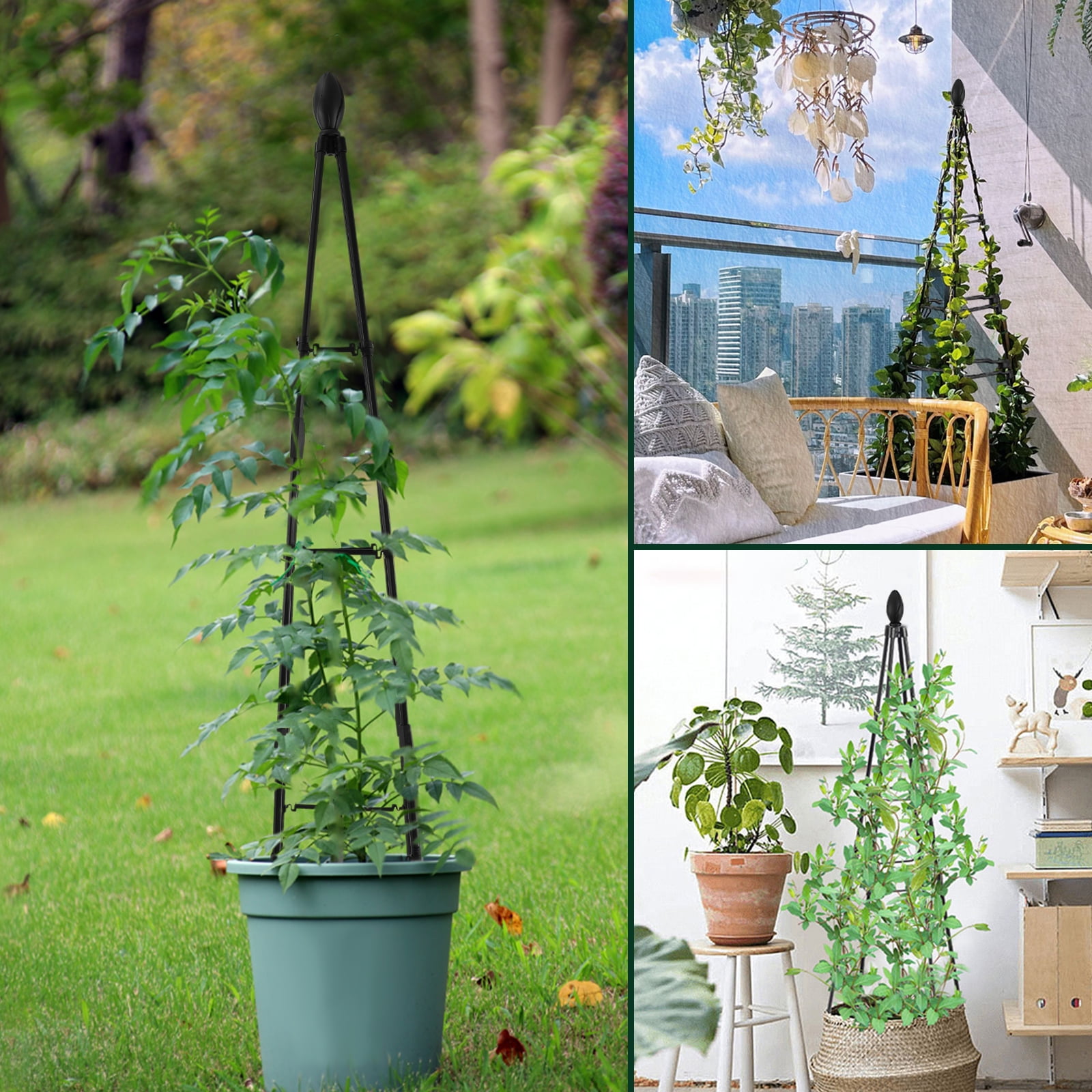 Grusce Garden Trellis Metal Garden Obelisk Supports Rustproof Flower Stand Trellis Adjustable Vegetables Obelisk Towers Cross Arm Design Plants Support Trellis for Tomato Cucumber
