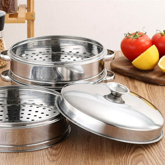 PAMINGONO 1 Set Square Silver Food Steamer with Lid 7.86X7.86in for Steaming Kitchen Tool Family Use