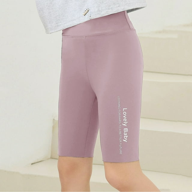 Summer Kids Shorts High Waisted Breathable Slim Fit Pants For Girls With Letter Printing And Quarter Length Design