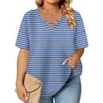 thumbnail image 2 of Tops de Manga Corta de Tamaño Más de las Mujeres, Blusas de Cuello en V Impresas de Verano de Moda para Uso Casual, Diario Y de Fiesta, 2 of 8