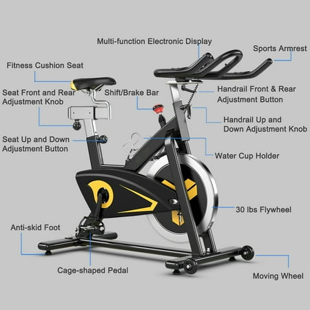 Costway - Magnetic Exercise Bike Stationary Belt Drive - Black