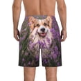 thumbnail image 3 of Naloa Dog in Lavender Flowers Men's Beach Shorts, Surfing shorts, Swim trunks, Quick Dry Swim Trunks for Surfing Beach Fun - Medium, 3 of 9