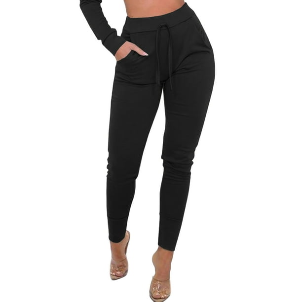 Fashion （white）Women Jogger Pants Casual Solid Color Sport Pants, Elastic  Waist Ankle Cuff Tight Sweatpants With Pocket WJu