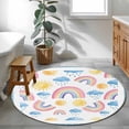 thumbnail image 3 of Rainbow Sunshine Round Area Rug 3Ft Washable Small Circle Rugs for Kitchen Entryway, Rainy Cute Blue Border Non-Slip Carpet Floor Mats Indoor Outdoor Carpet Runner Aesthetic Home Decor, 3 of 8