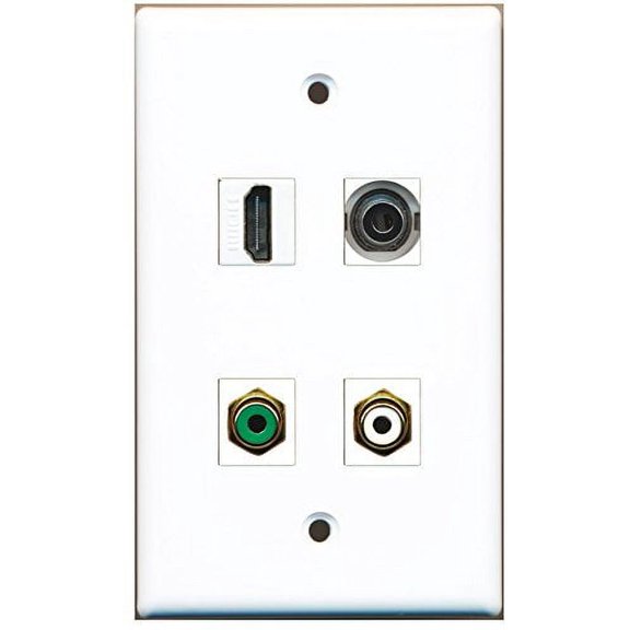 RiteAV - 1 Port HDMI 1 Port RCA White 1 Port RCA Green 1 Port 3.5mm Wall Plate
