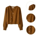 thumbnail image 6 of yotijay Women Knit Cardigan Sweater for Fall Winter V Neck Coat Jacket Long Sleeve Retro Brown, 6 of 9