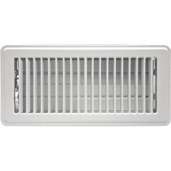 6in x 14in Greystone White Stamped Steel Floor Register - Overall 7 1/2in x 15 1/2in