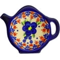 thumbnail image 2 of Polish Pottery 4¼-inch Tea Bag or Lemon Plate (Passion Poppy Theme) Signature UNIKAT Hand Painted in Poland + Certificate of Authenticity, 2 of 6