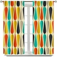 thumbnail image 2 of Mid Century Curtains Modern Colorful Abstract Geometric Drop Shapes Window Drapes Retro Bedroom Decor Art Printed Living Room Treatment Fabric 2 Panels 52x63 Inch Blackout, 2 of 6