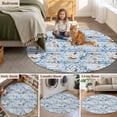thumbnail image 5 of Summer Marine Creature Round Area Rug 6Ft Washable Circle Rugs for Bathroom Office, Ocean Starfish Coral Conch Blue Stripe Non-Slip Carpet Floor Mats Indoor Outdoor Carpet Runner Aesthetic Home Decor, 5 of 8