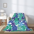 thumbnail image 2 of Throw Blanket for Couch Sofa and Bed, Blue Abstract floral Super Soft Plush Throw Blanket, Fuzzy Cuteness Comfy Warm Washable Flannel Blanket & Throws for All Season 60"x50", 2 of 5