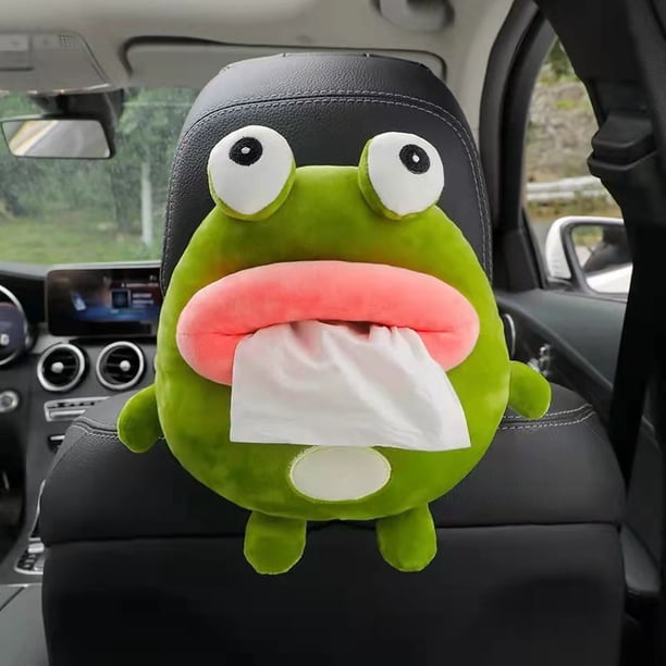coche de dibujos animados de rana fea y creativa, caja de pañuelos de servilleta, organizador de almacenamiento de papel multifuncional, caja de pañuelos de coche colgante para coche, hogar, baño