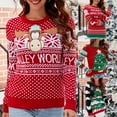 thumbnail image 2 of Zhanying Chandail Rouge Femme Usage Quotidien Assorti Famille Christmas Sweater Col Rond Rouge Christmas Sweater, 2 of 8