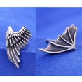 thumbnail image 5 of KAIYANG Pendientes de alas de ángel y demonio vintage de plata, pendientes exagerados para disfraz, 1 par, 5 of 5