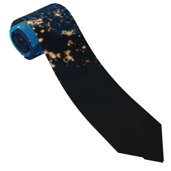 Xecao Planet Earth Print Tie For Men Necktie Woven Jacquard Neck Ties,Classic Men's Tie