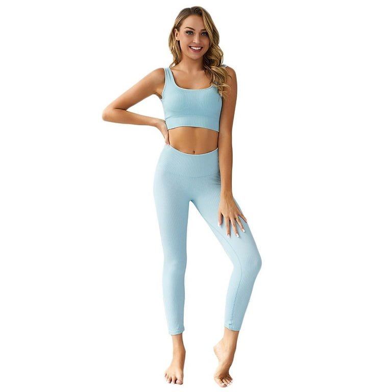 YUNAFFT Women High Waist Yoga Pants Sport Trousers Women Solid High Waisted  Stretchy Slim Fit Sport Yoga Workout Two-Piece Outfits
