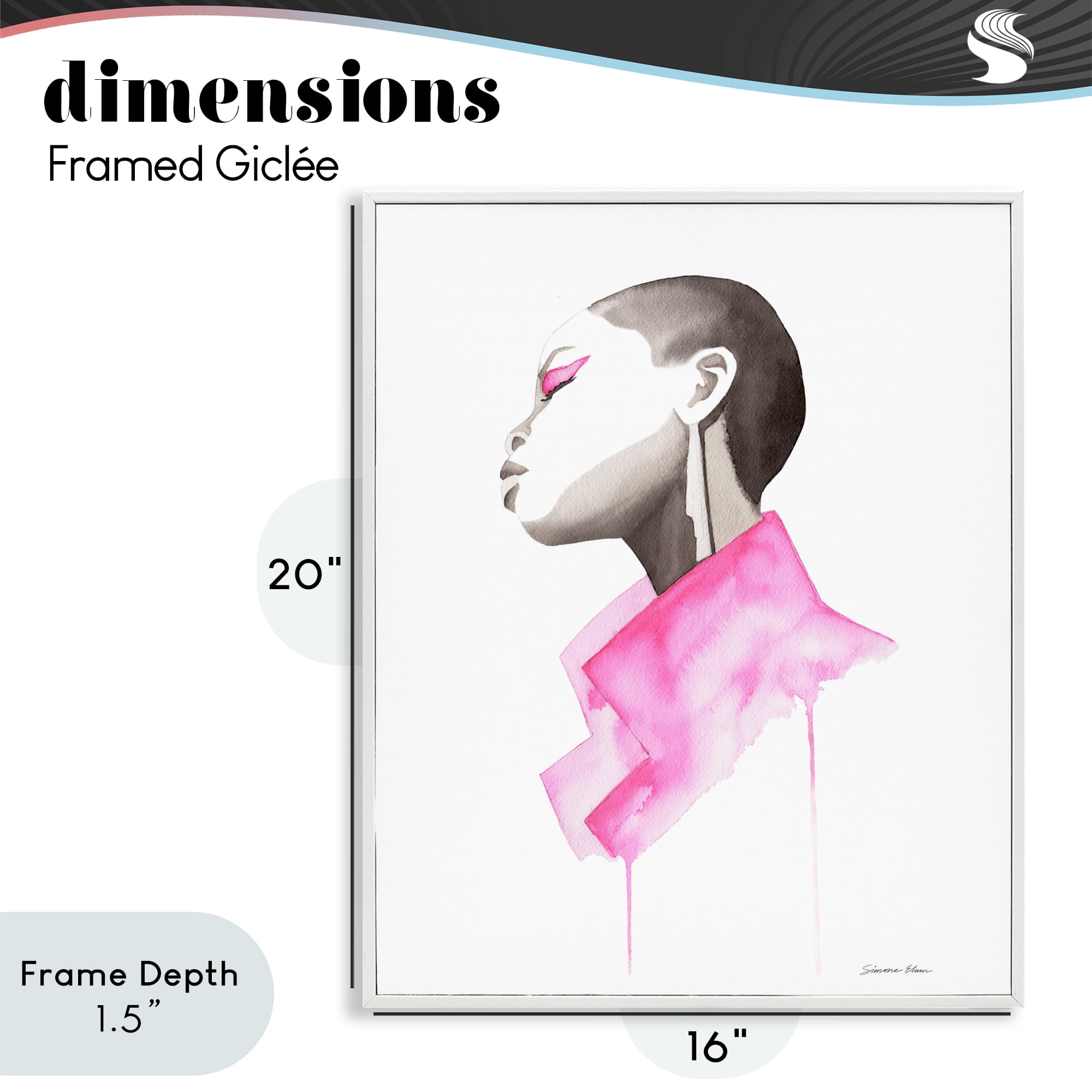 Stupell Industries Pink Jacket Elegance Portrait White Framed Giclee Art, design by Simone Elum