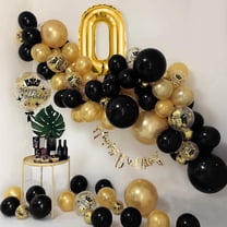 MMTX 0th Black Gold Birthday Party Decoration for Boy, Gold Number 0 Balloon 40 Inch, Black Gold Balloon Gold Confetti Balloons Arch with Star Heart Foil Balloon for Graduation Anniversary