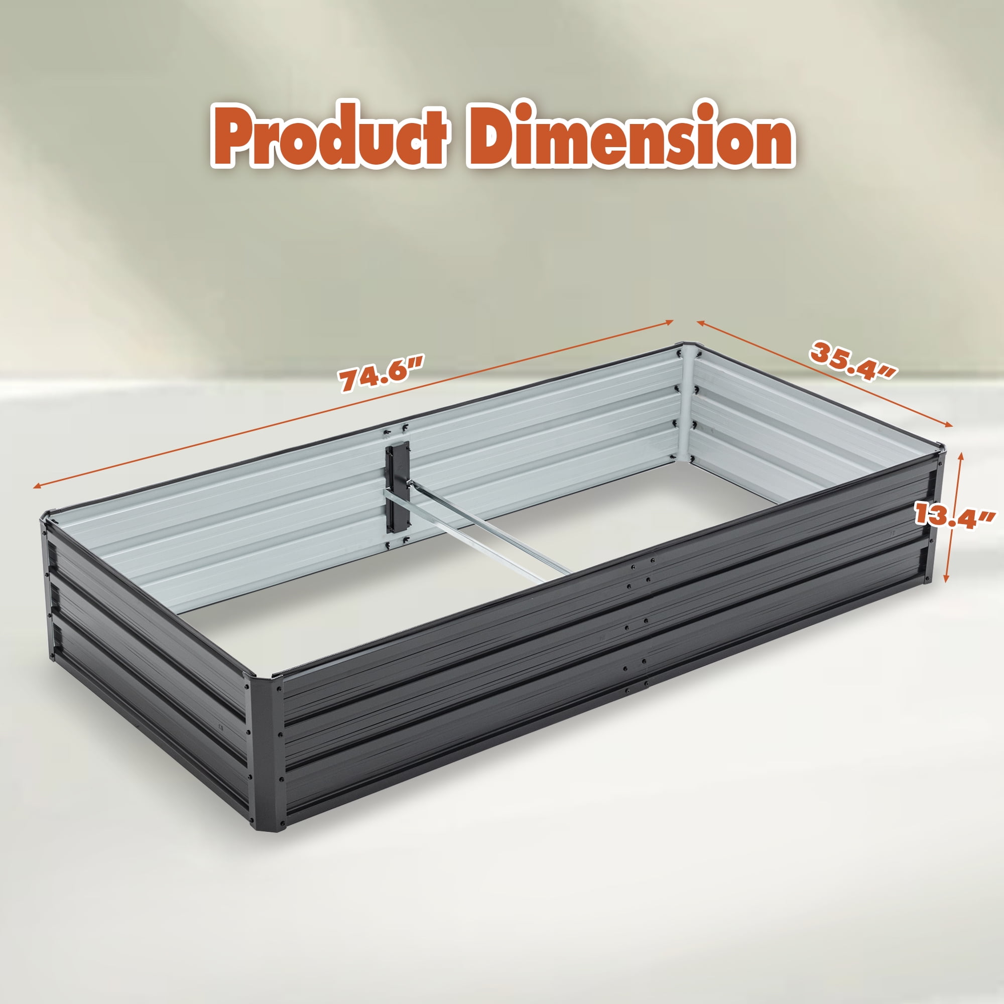MAYEERTY 6x3x1FT Galvanized Raised Garden Bed, Reinforced Rustproof Metal Planter Box for Outdoor Vegetable Flower Herb