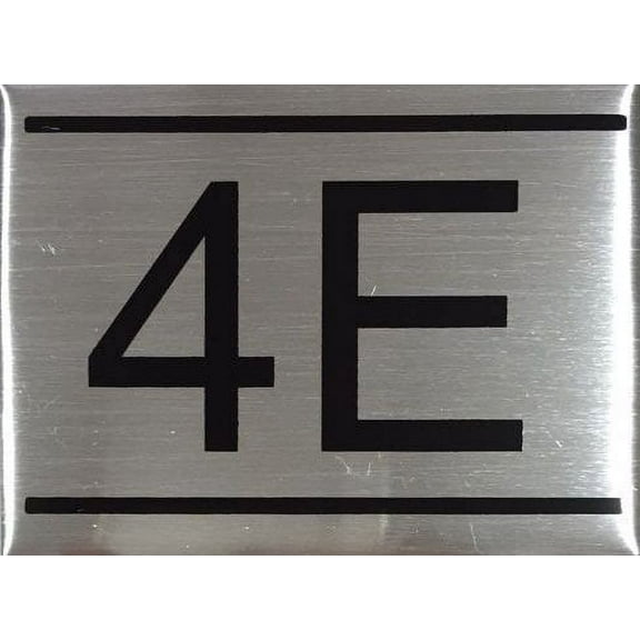 APARTMENT NUMBER SIGN -4E -BRUSHED ALUMINUM (2.25X3, Aluminium))
