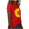 thumbnail image 3 of Ytndtr Sunflower Shirts for Women Plus Size T-shirt Flower Graphic Tees Round Neck Short Sleeved Summer Tops, 3 of 5