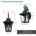 thumbnail image 3 of 21" Outdoor Wall Lantern Light - Vintage Black Metal & Clear Glass Sconce with Decorative Scroll Design for Porch, Patio, and Garden Lighting, 3 of 9