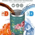 thumbnail image 3 of 30oz Pioneer Colorful Floral Stainless Steel Flip Straw Tumbler with Lid and Straw Spill Proof Travel Cup Double Wall Vacuum Insulated Coffee Mug with Top Handled White, 3 of 7