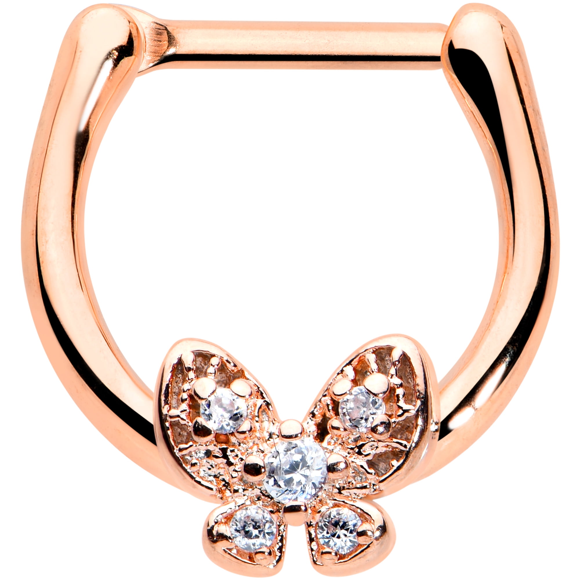 Body Candy Womens 16G PVD Steel Septum Jewelry Rosy Beauty Butterfly