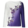thumbnail image 4 of Womens Long Sleeve Tops Pack Clearance Plus Size Clothes Under $5.00 Casual V Neck Long Sleeve Loose Flowers Sweatshirt, 4 of 6