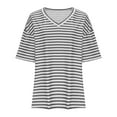 thumbnail image 4 of Your-Sty Women's V Neck Striped Shirt Short Sleeve Summer Tops Casual Loose Fit Tee, 4 of 5