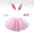 thumbnail image 2 of WORGEOUS Falda de gasa para niños, disfraz de actuación para niñas, cola de lazo de pelo de conejo para Pascua (rosa, tamaño libre, apto para niños de 3 a 8 años), 2 of 9