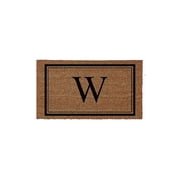 Evergreen Monogram Indoor Outdoor 100% Natural Coir Doormat 28" x 16" |  Letter  "W"