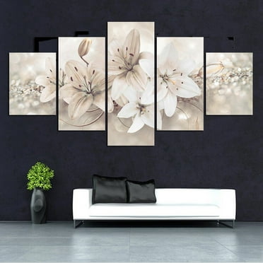 5Pcs Unframed Modern Flower Canvas Painting Wall Art Home Decor Picture Decor