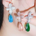 thumbnail image 4 of Ice Blue Cubic Zircon Big Flower Dangle Drop Earrings Fashion 925 Silver Jewelry, 4 of 9