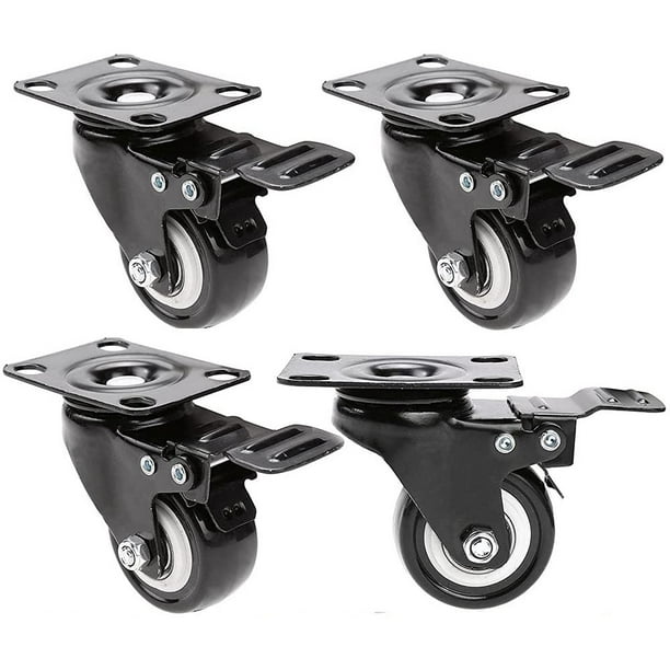 4 Castor Wheels Heavy DutyRubber Swivel Trolley Furniture Caster with Brakes Moving Caster