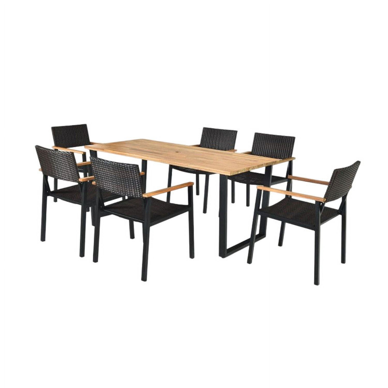 Aimee Lii 7 Pieces Outdoor Dining Set with Large Acacia Wood Table Top, Outdoor Patio Furniture Aimee Lii 7 Pieces Outdoor Dining Set with Large Acacia Wood Table Top, Outdoor Patio Furniture