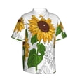 thumbnail image 3 of Xecao Plump Sunflower And Sketch print Hawaiian shirt - a stylish short-sleeve button-down for men, perfect for casual beach and tropical outings., 3 of 9
