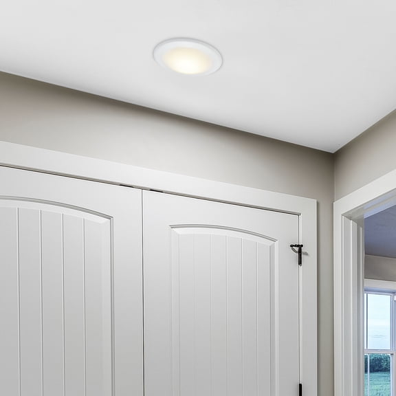Maxxima 7.5 in. LED Flush Mount Ceiling Light Fixture, 1200 Lumens, 5 CCT 2700K/3000K/3500K/4000K/5000K, Round Disk Panel Light, Dimmable, Recessed Can or J-Box Install