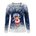 thumbnail image 4 of Camisas Navideñas Para Mujer Tops de Manga Larga Con Cuello en V Blusa Regular Estampada Odeerbi ODB198374, 4 of 6