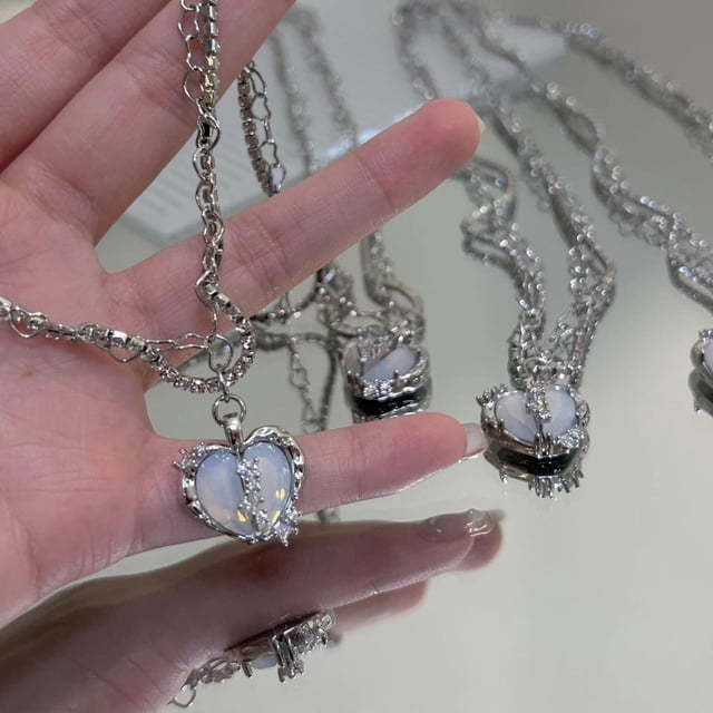 Fiudx Collar Elegante, Alegre Aleación Duradera, Elegante Conjunto de Anillo de Circón, Vestido y Falda a Juego, Regalo para Ocasiones Especiales, Accesorio de Moda para Mujer, Acabado Artesanal de C