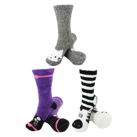 

Super Soft Warm Cute Animal Non-Slip Fuzzy Crew Winter Home Socks - Assortment 29 3 Pairs - Value Pack