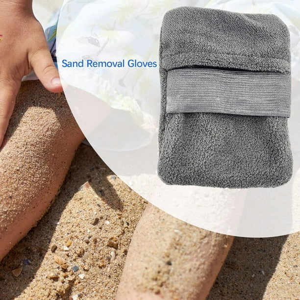 Bolsa para quitar de playa, toallitas limpiadoras para adultos y niños, guante reutilizable portátil para limpiar y practicar . Gris