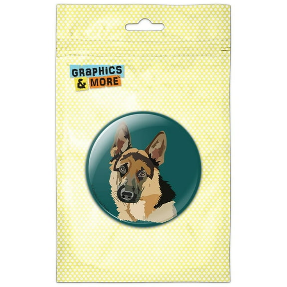 German Shepherd Dog on Teal Pinback Button Pin Badge