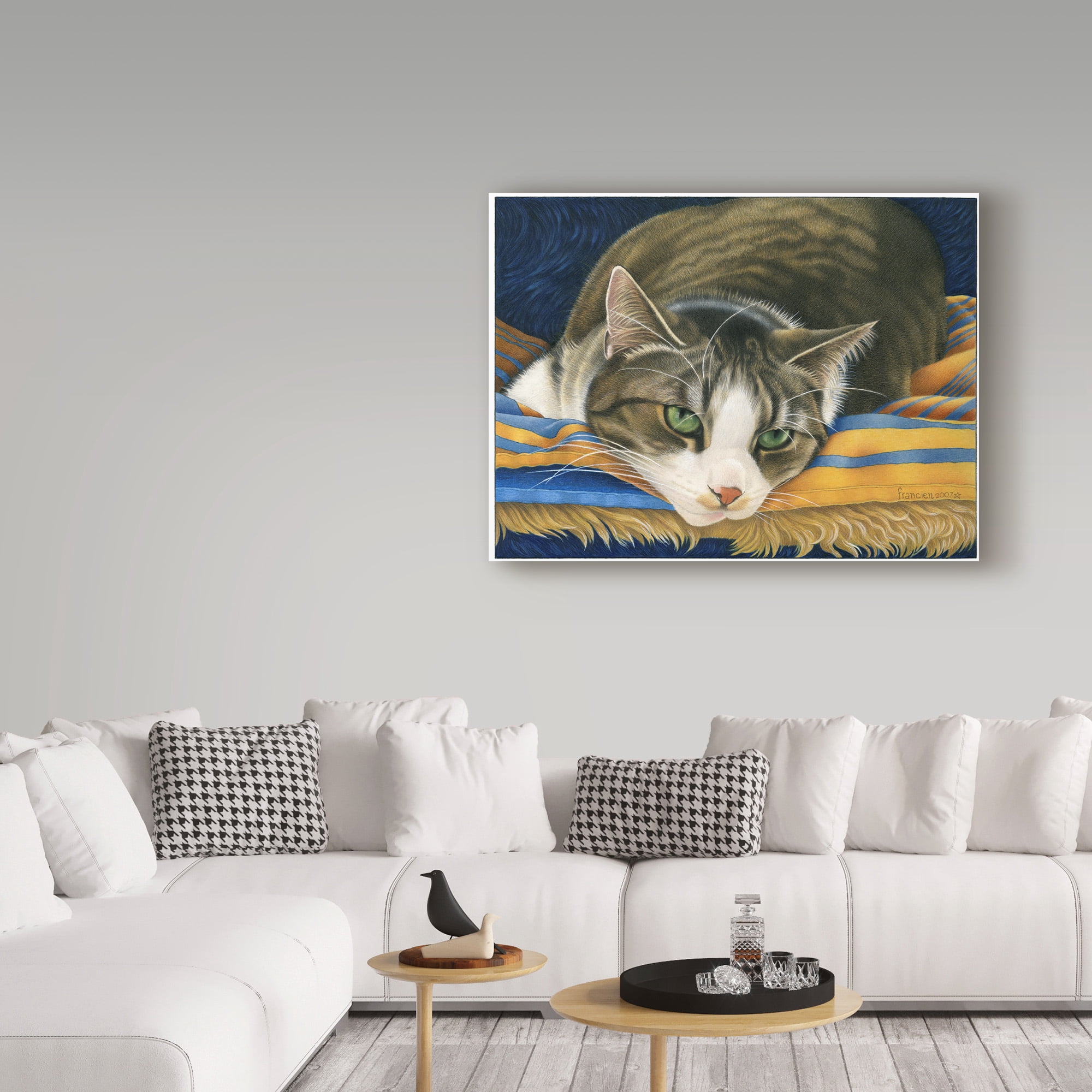 Trademark Fine Art 'A Gray Cat On Blanket' Canvas Art by Francien Van Westering